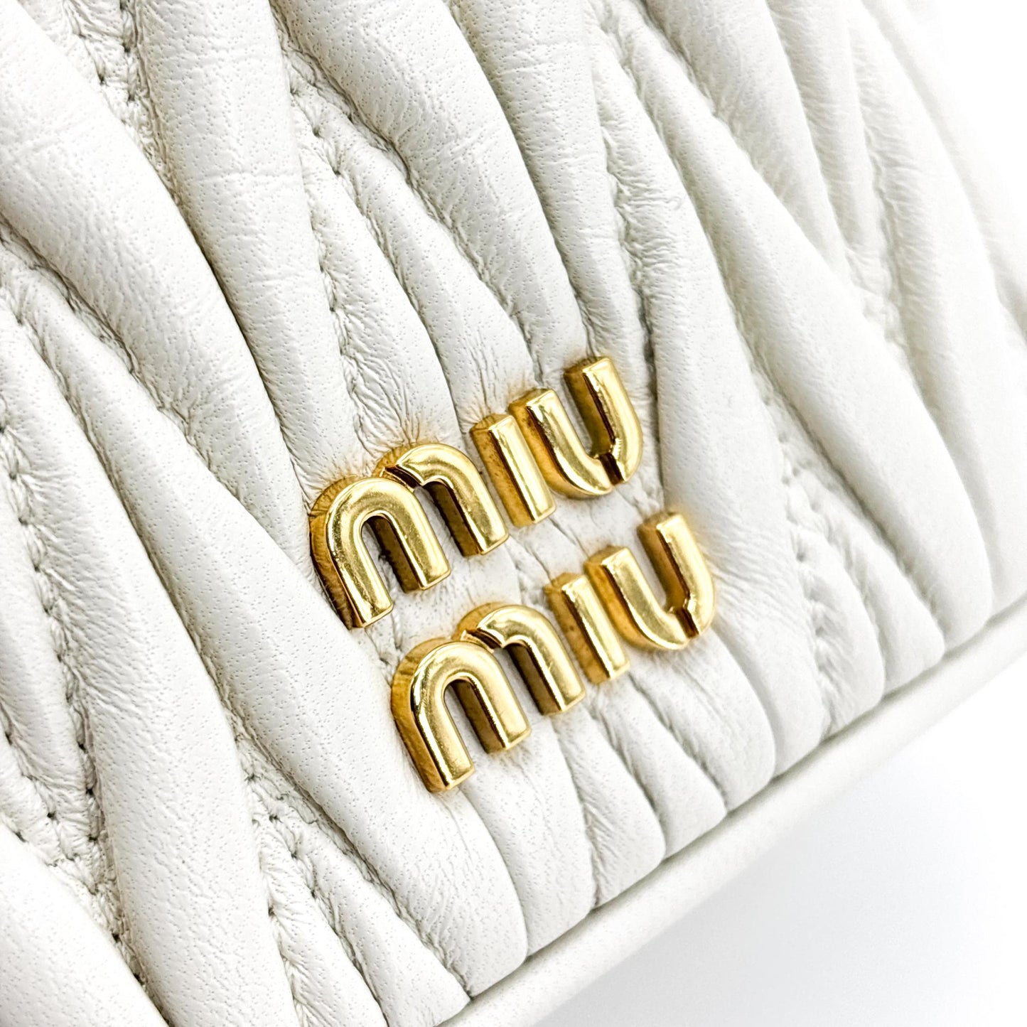Miu Miu Matelassé Napa Leather Mini Vanity Bag White