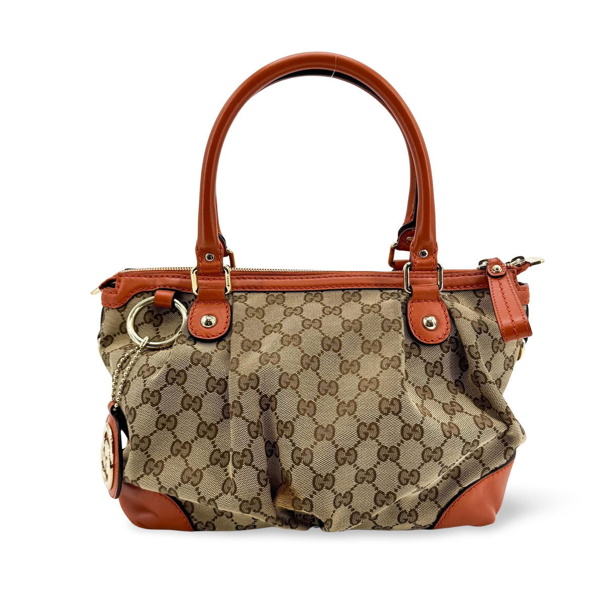 Gucci GG Canvas Suki Top Handle Bag Beige Brown