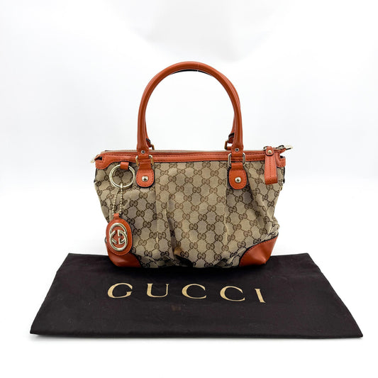 Gucci GG Canvas Suki Top Handle Bag Beige Brown