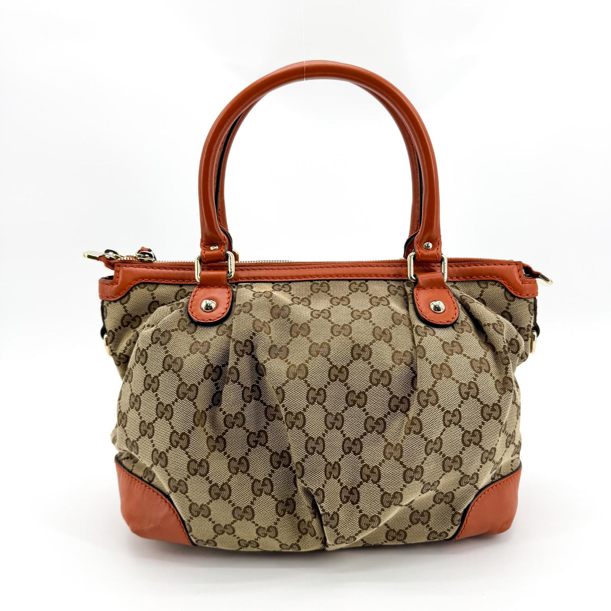 Gucci GG Canvas Suki Top Handle Bag Beige Brown