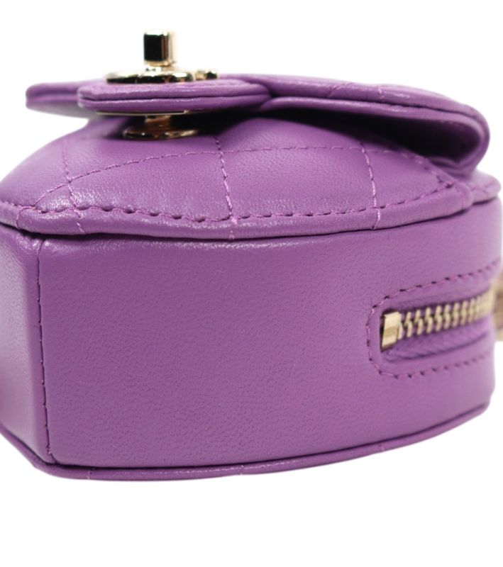 Chanel Purple Lambskin Heart Coin Purse Crossbody Bag