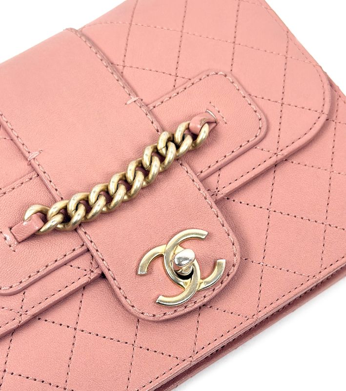 Chanel Pink Quilted CC Flap Chain Shoulder Bag