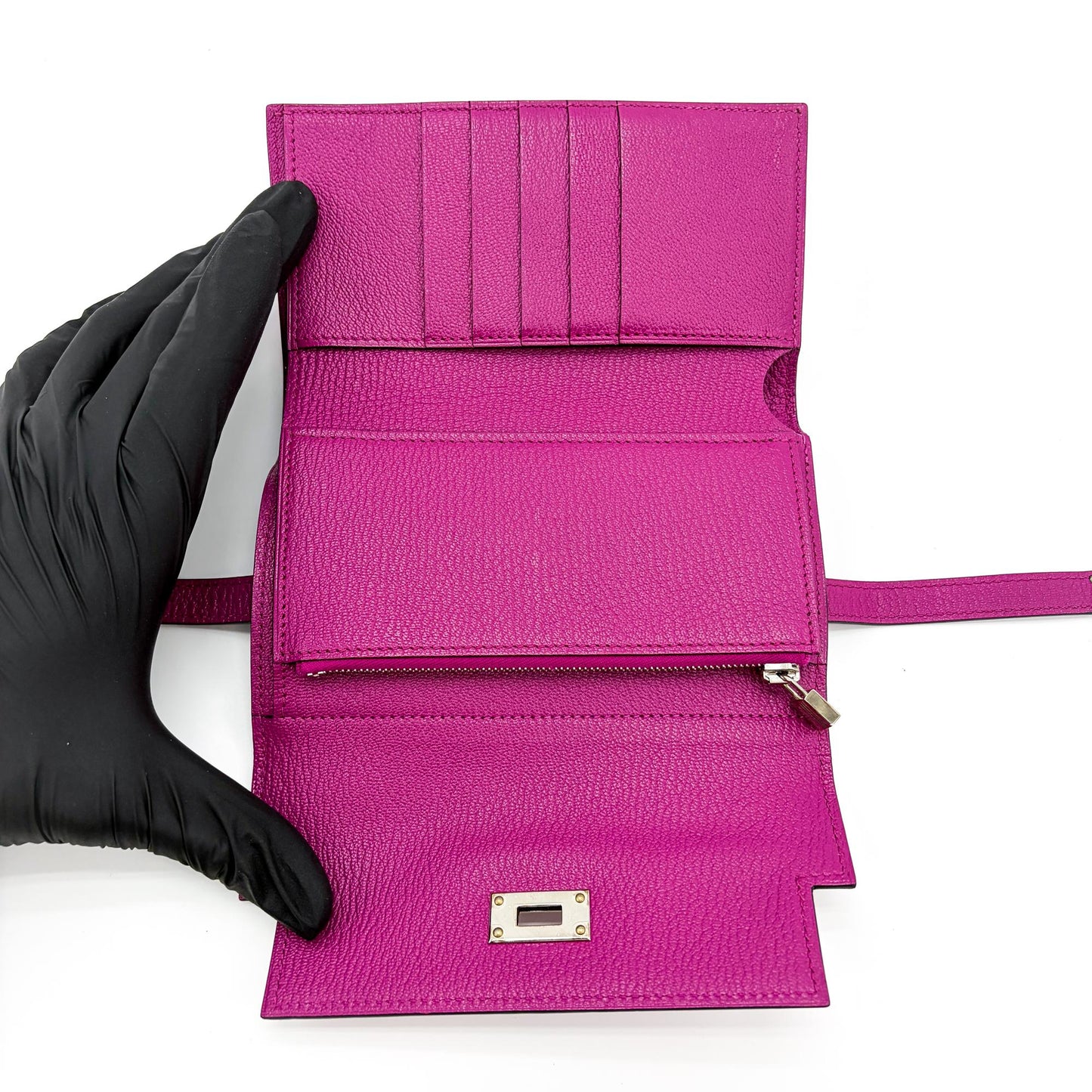 Hermès Kelly Wallet Long Anemone Silver