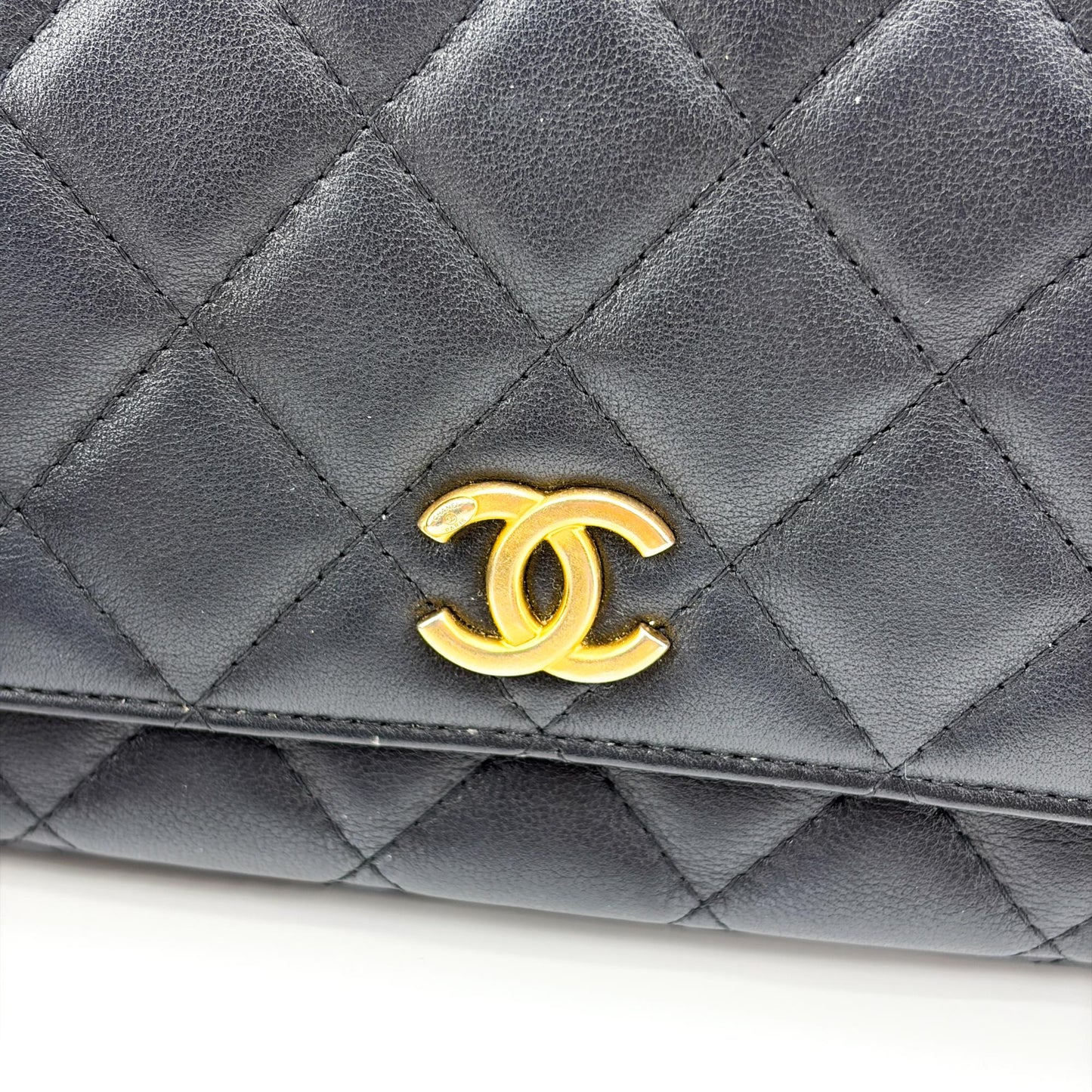 Chanel Lambskin Pearl Strap Mini Flap Bag Black Gold Hardware