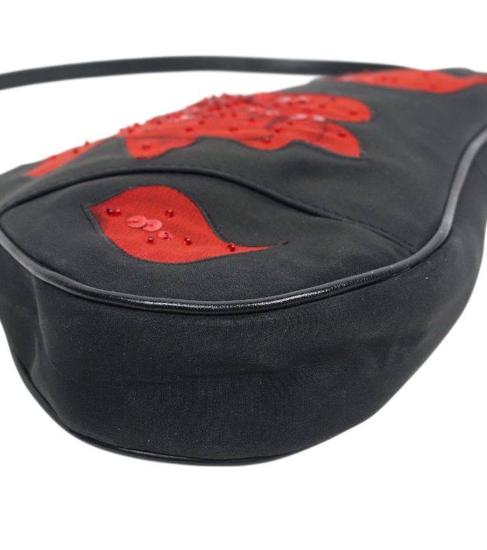 Dior Black Rose Saddle Shoulder Bag
