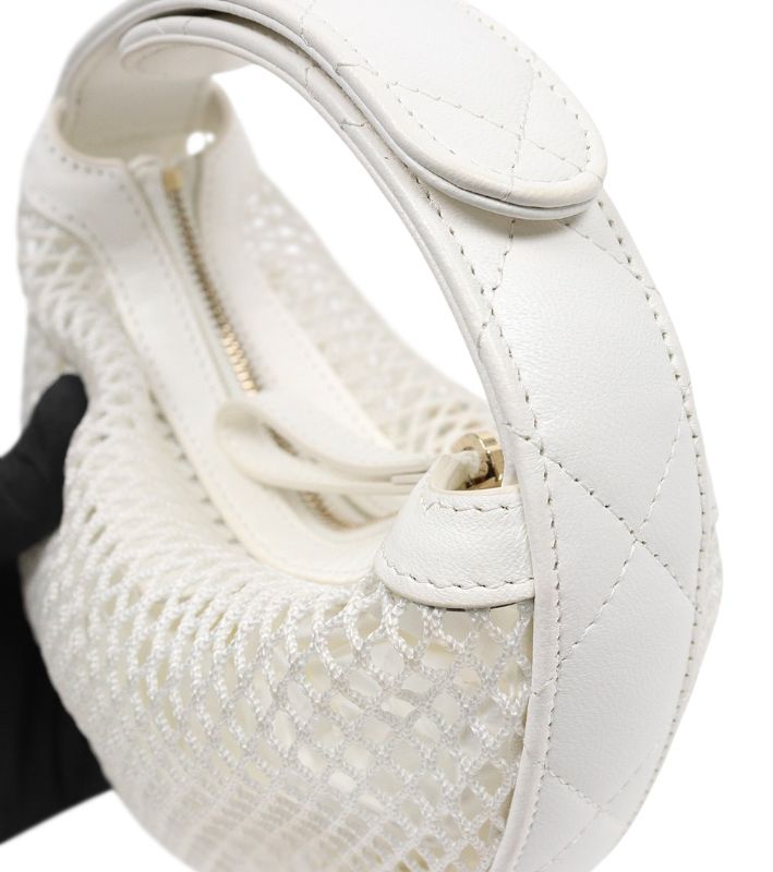 Chanel White Mesh Hobo Shoulder Bag
