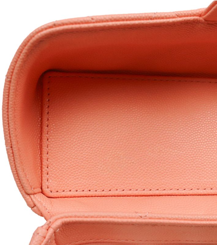 Chanel Coral Caviar Quilted CC Top-Handle Box Bag with Built-in Chip