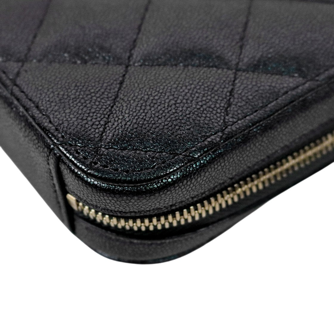 Chanel Black Iridescent Caviar Phone Holder Crossbody Bag
