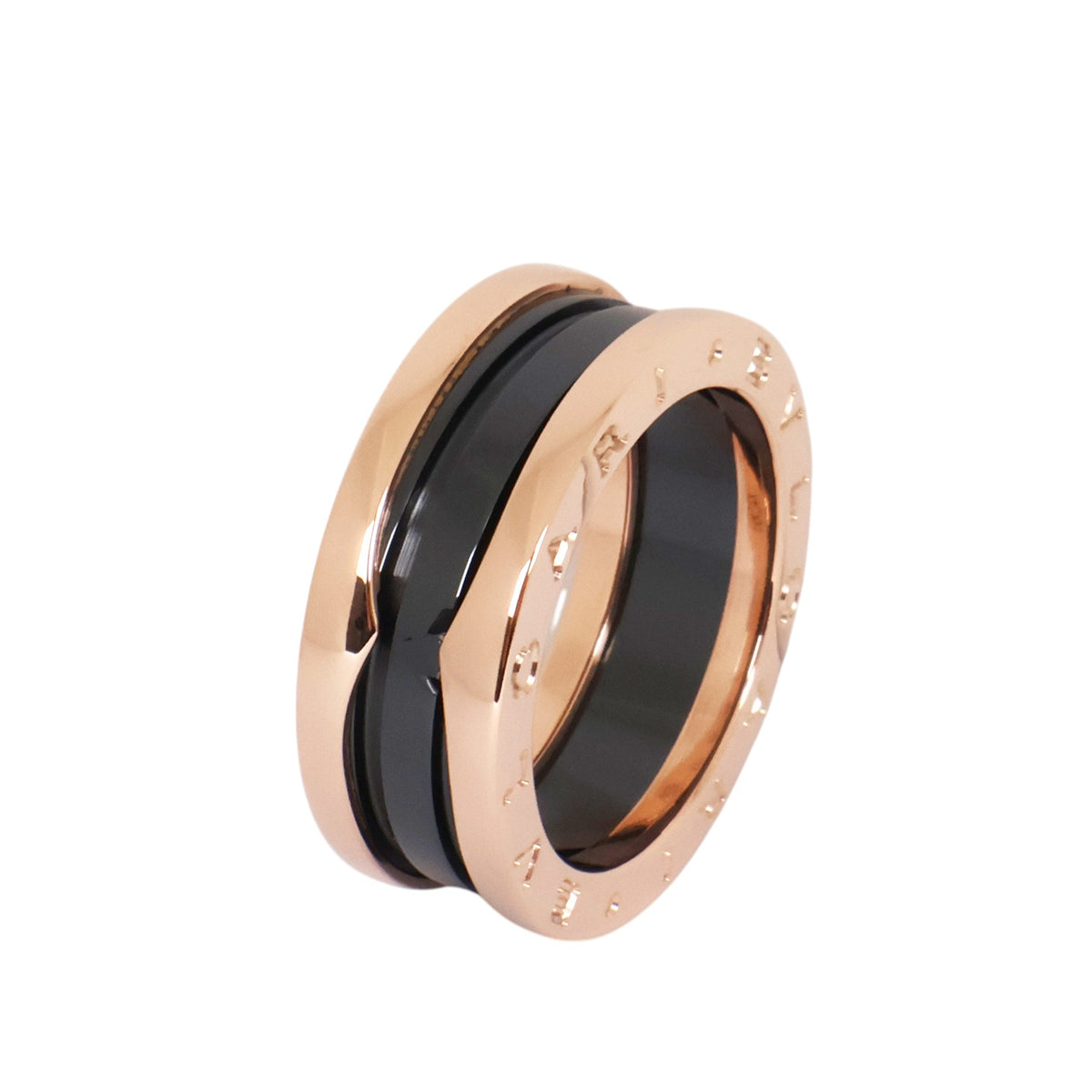 Bulgari 347049 Rose Gold B.Zero1 Ceramic 2-Band Ring