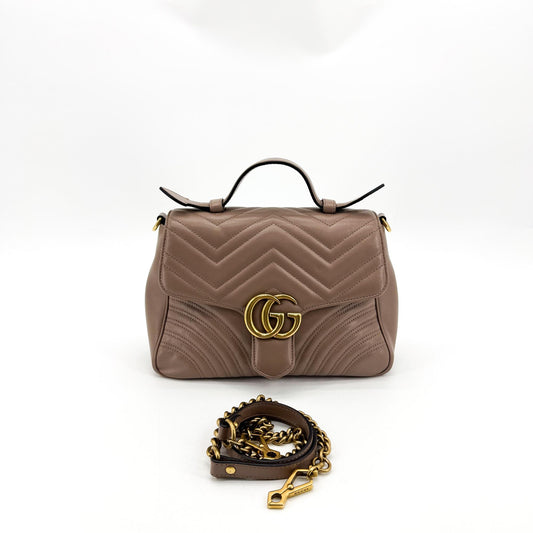 Gucci GG Marmont Mini Top Handle Bag Brown