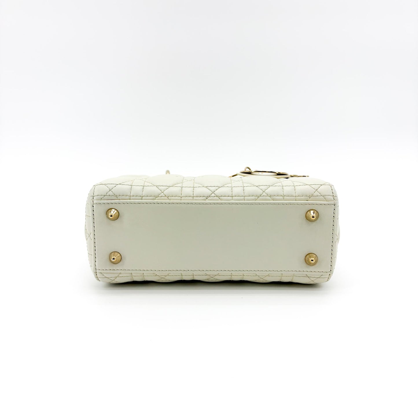 Dior Lady Dior Medium Bag Ultra White Patent Gold Hardware