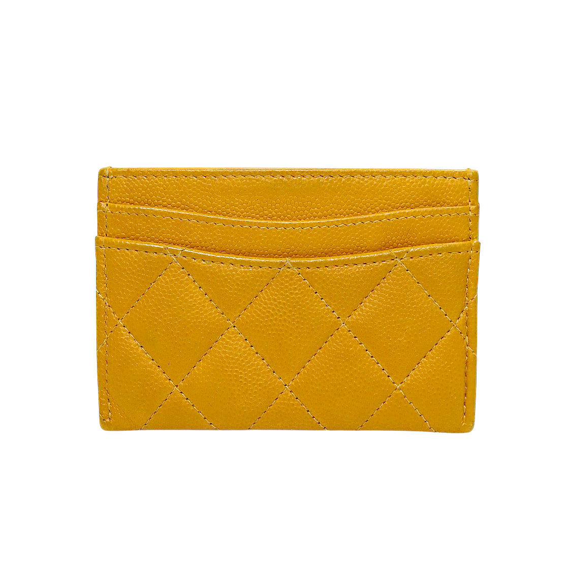 Chanel Yellow Caviar Skin Card Holder Wallet