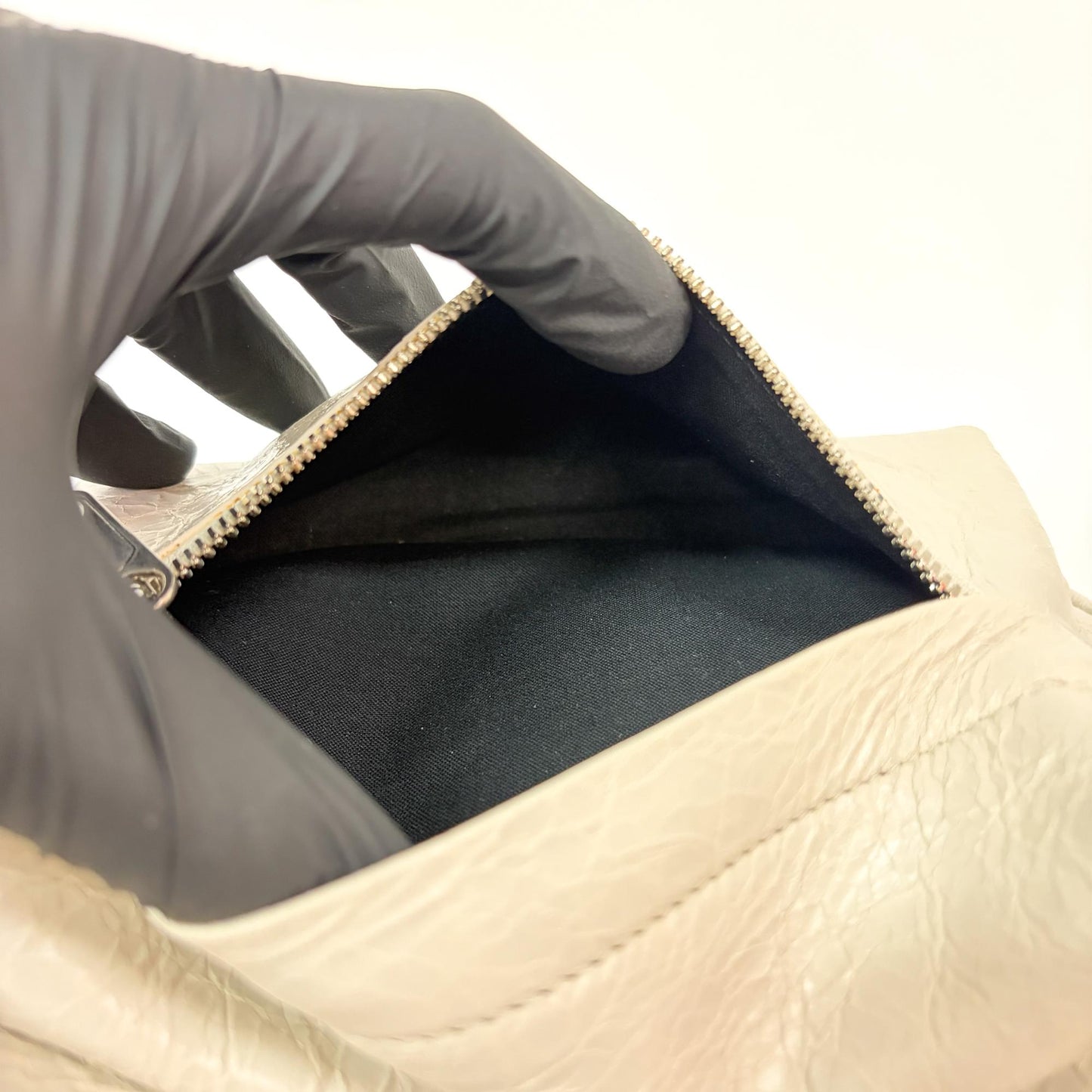 Balenciaga Ami Shoulder Bag Small Arena Lambskin White