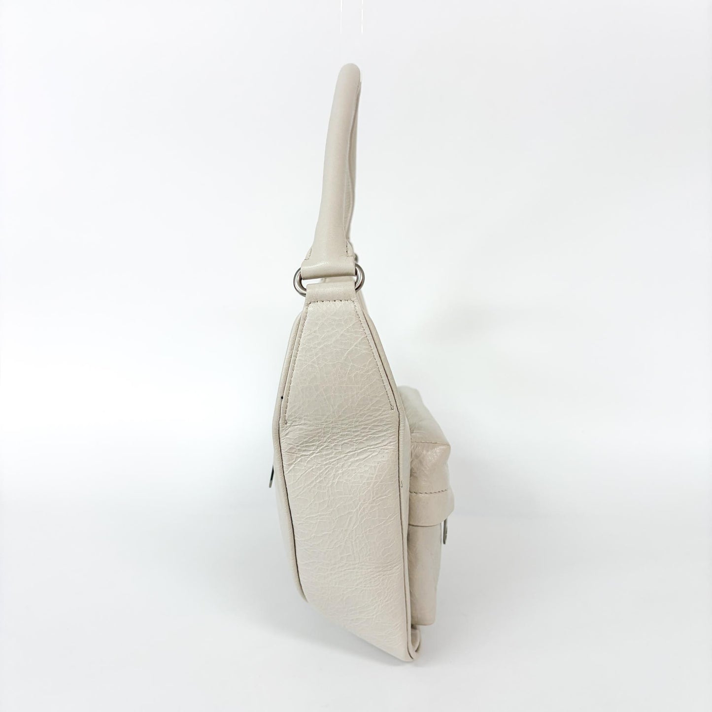 Balenciaga Ami Shoulder Bag Small Arena Lambskin White