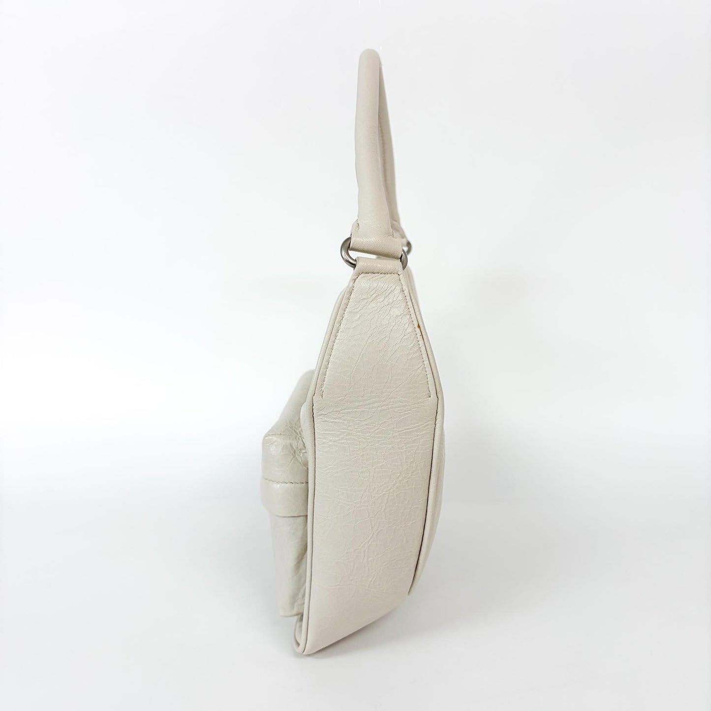 Balenciaga Ami Shoulder Bag Small Arena Lambskin White
