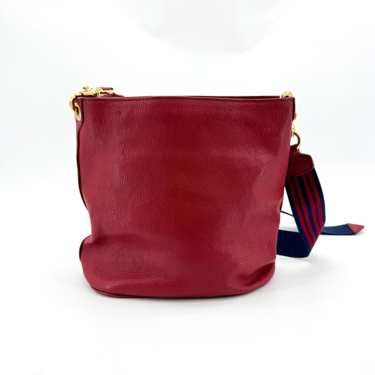 Miu Miu Vitello Leather Striped Strap Crossbody Bag Red