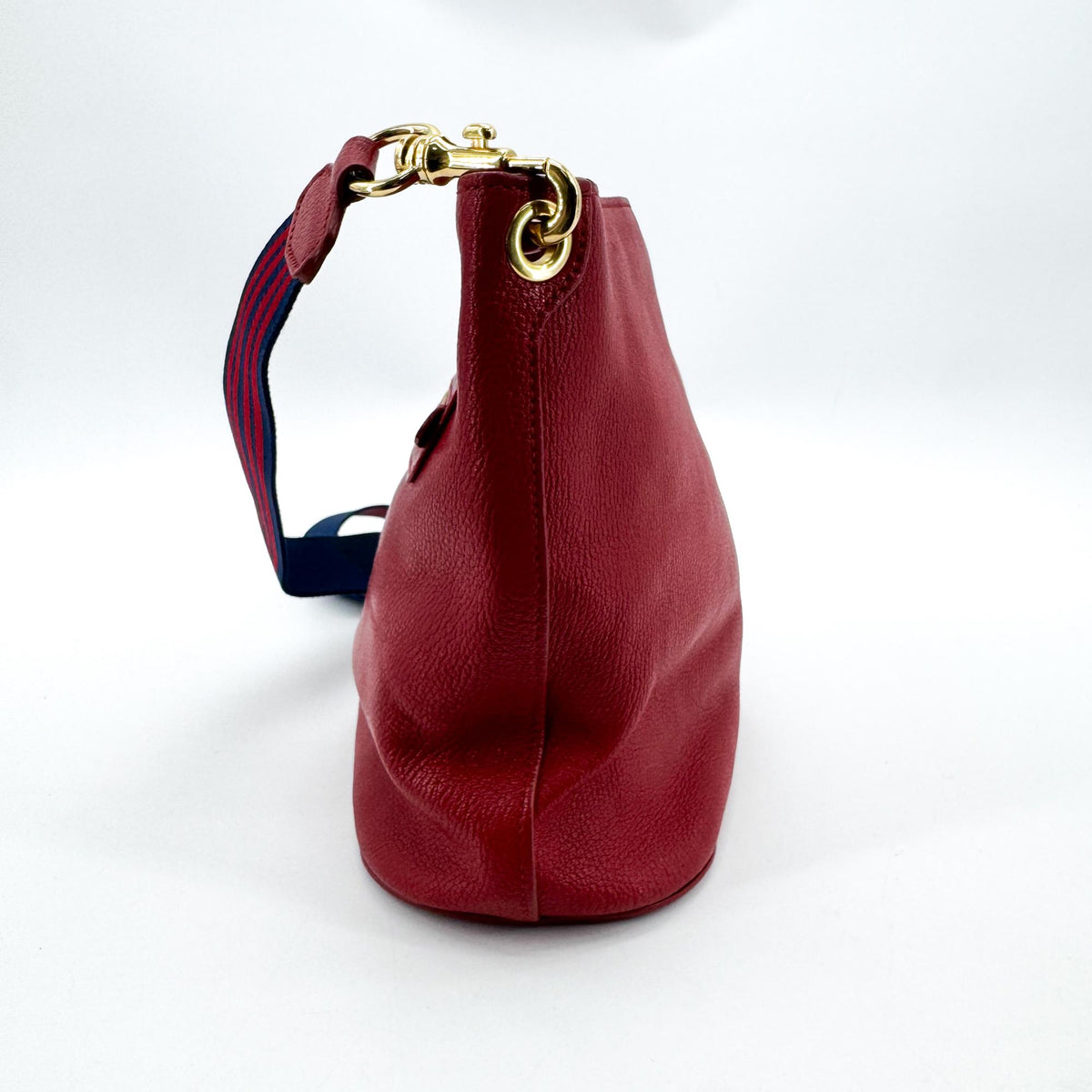 Miu Miu Vitello Leather Striped Strap Crossbody Bag Red