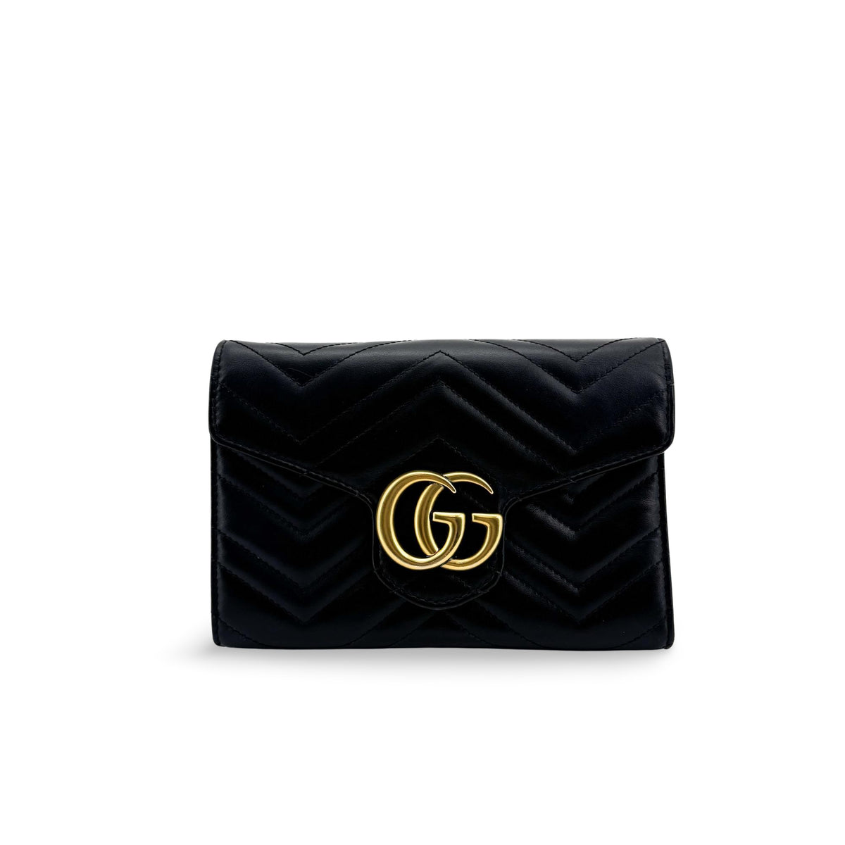 Gucci GG Marmont Matelassé Mini Chain Crossbody Bag Black
