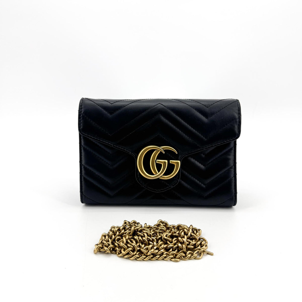 Gucci GG Marmont Matelassé Mini Chain Crossbody Bag Black