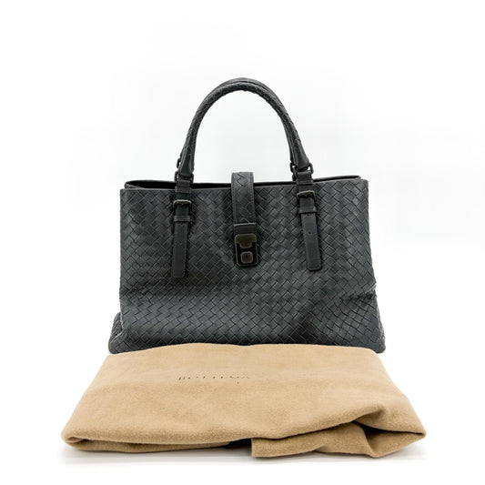Sac Roma Intrecciato Bottega Veneta moyen gris foncé