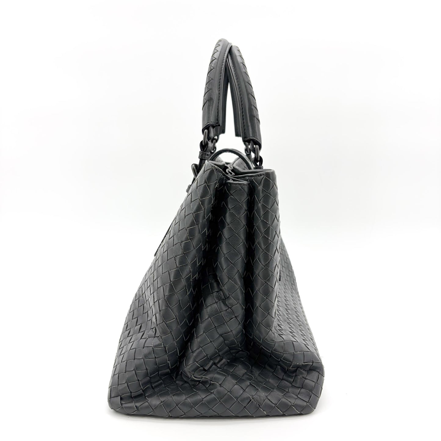 Bottega Veneta Intrecciato Roma Bag Medium Dark Grey
