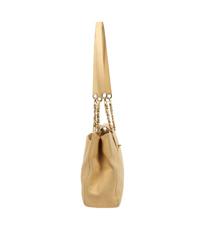 Chanel Beige Caviar CC Chain Shoulder Bag
