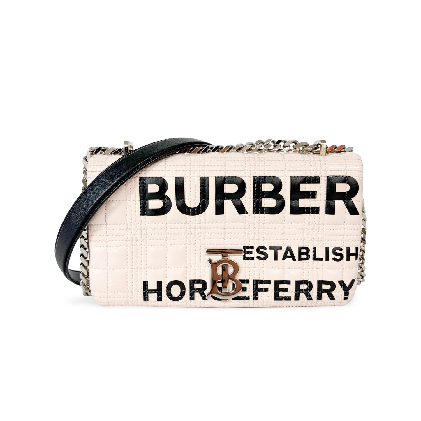 Burberry Small Quilted Lambskin Horseferry Print Lola Bag Pale Pink