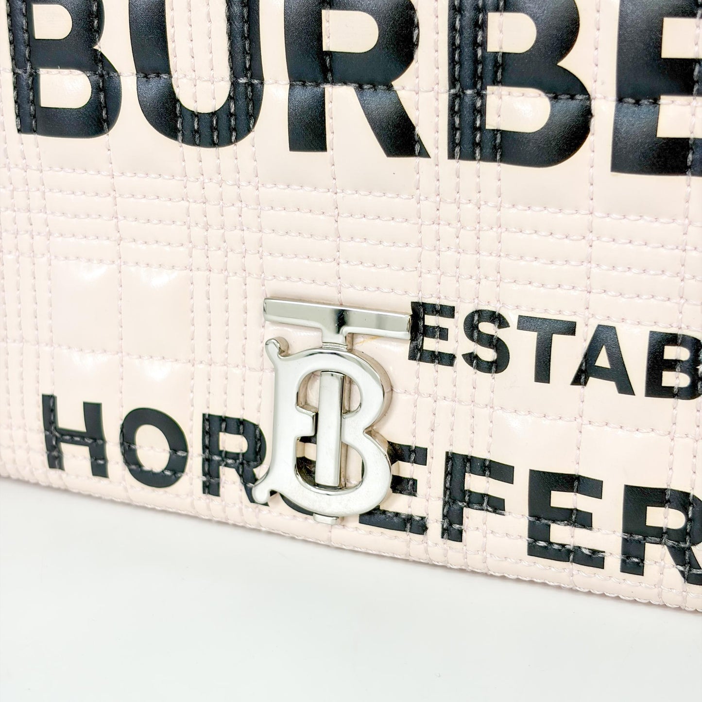 Burberry Small Quilted Lambskin Horseferry Print Lola Bag Pale Pink