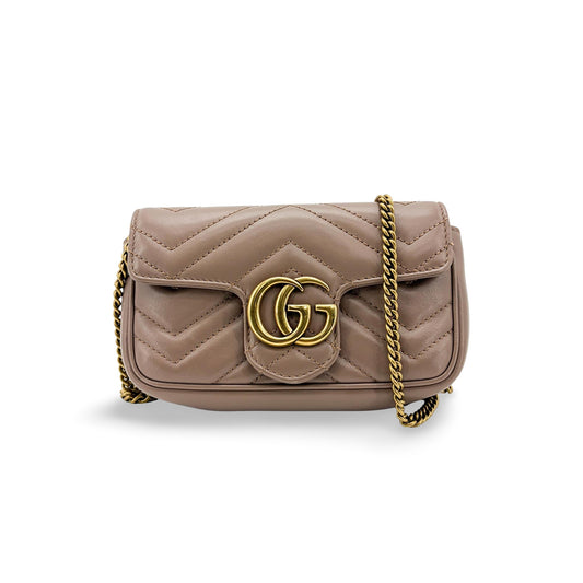 Gucci GG Marmont Super Mini Shoulder Bag Porcelain Rose