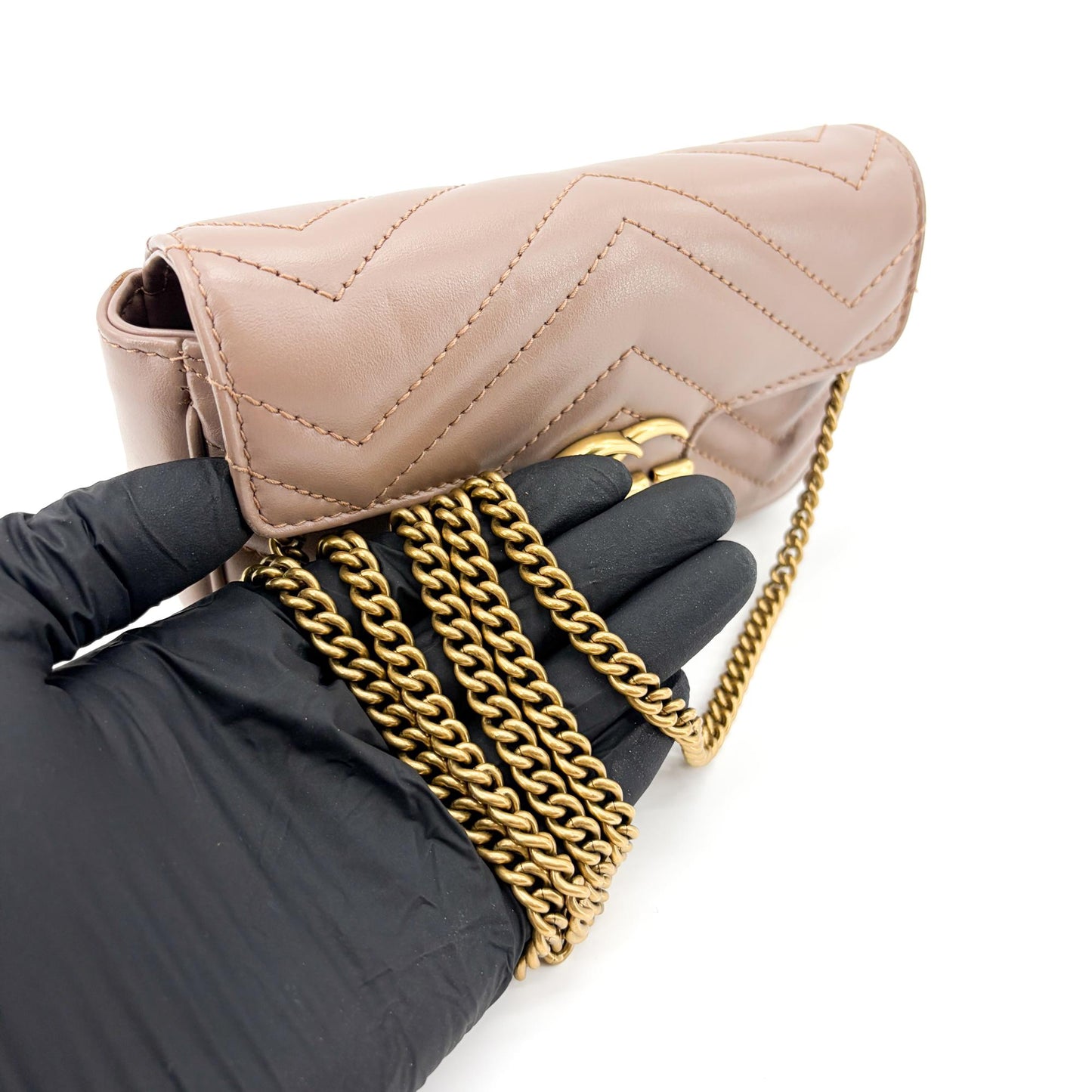 Gucci GG Marmont Super Mini Shoulder Bag Porcelain Rose