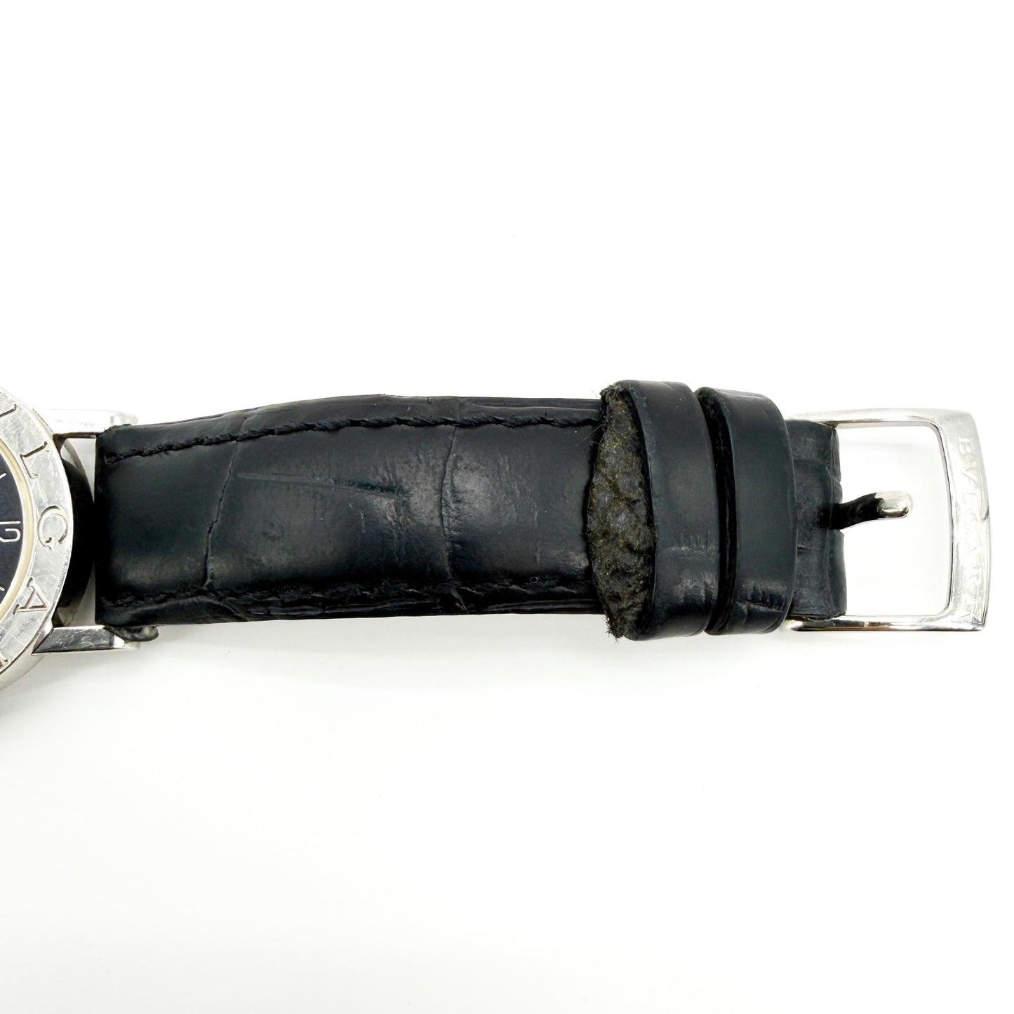 Bulgari Bulgari Blue Dial Black Leather Watch