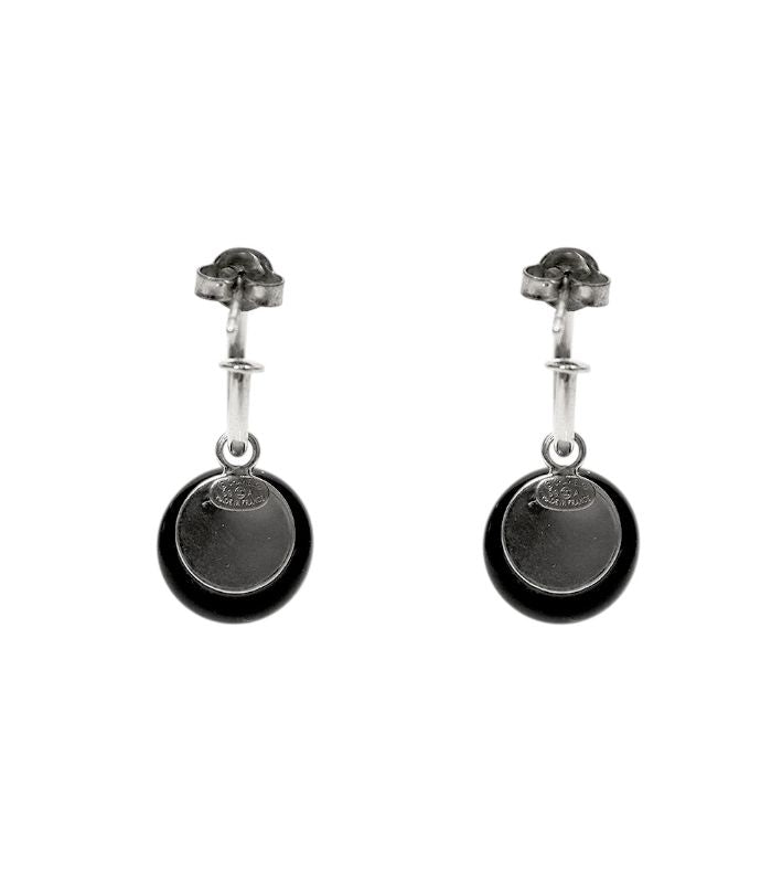 Chanel Black CC Hoop Earrings