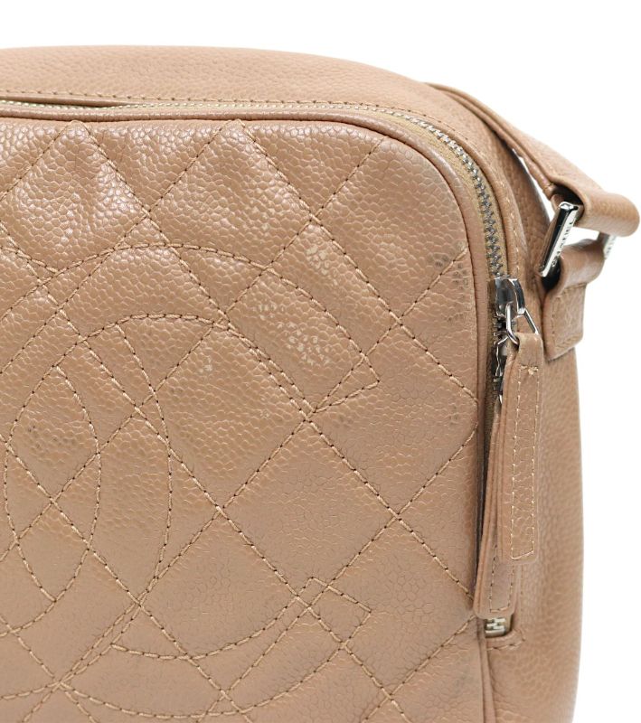 Chanel Beige Caviar Big CC Quilted Shoulder Bag