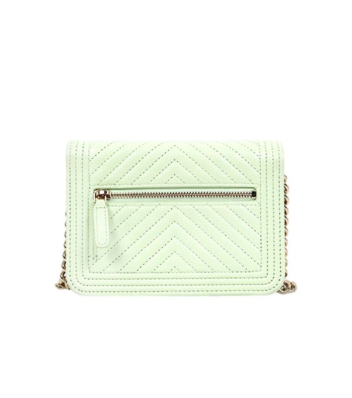 Chanel Mint Chevron Caviar Boy WOC