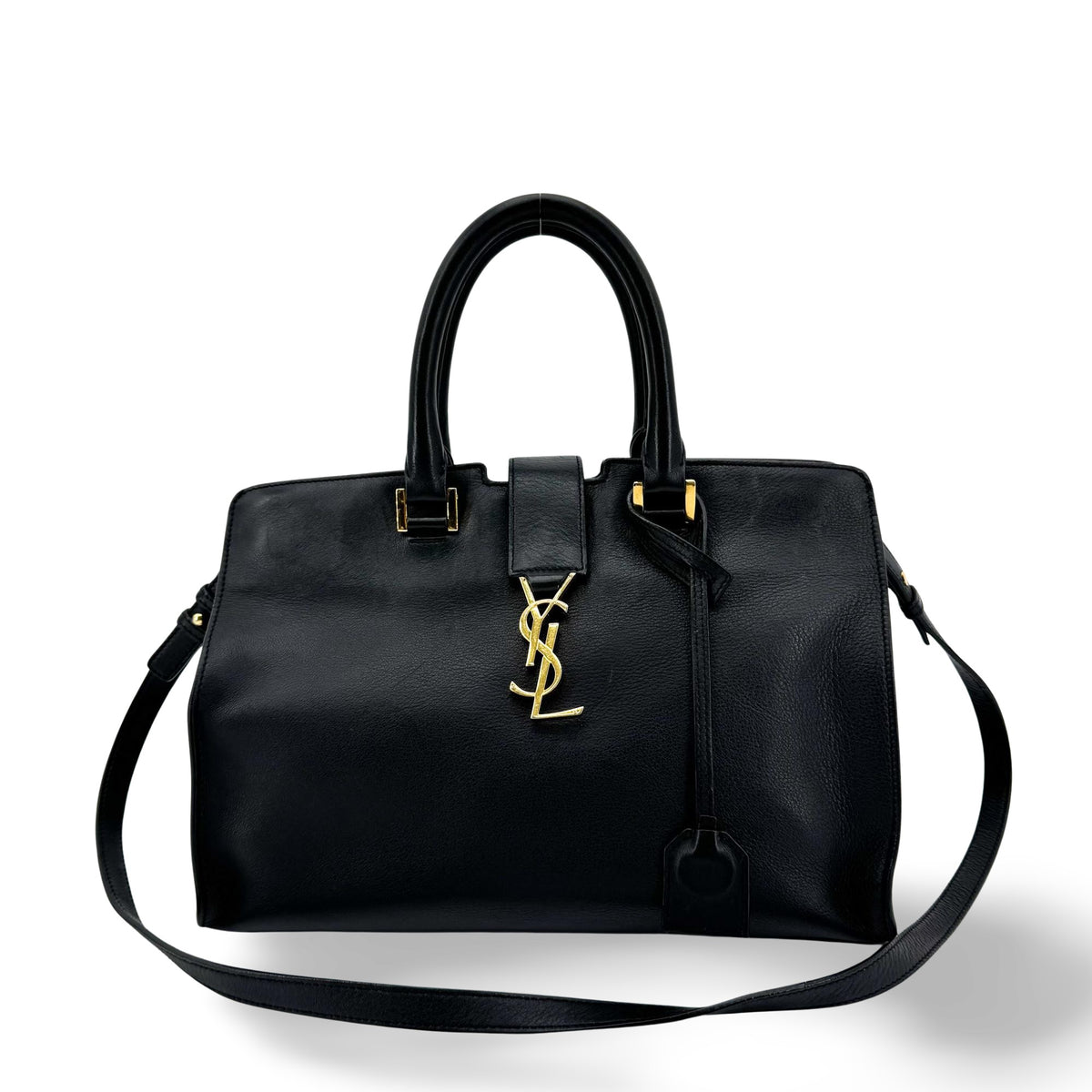 Saint Laurent Monogram Cabas Bag Small Black Gold Hardware