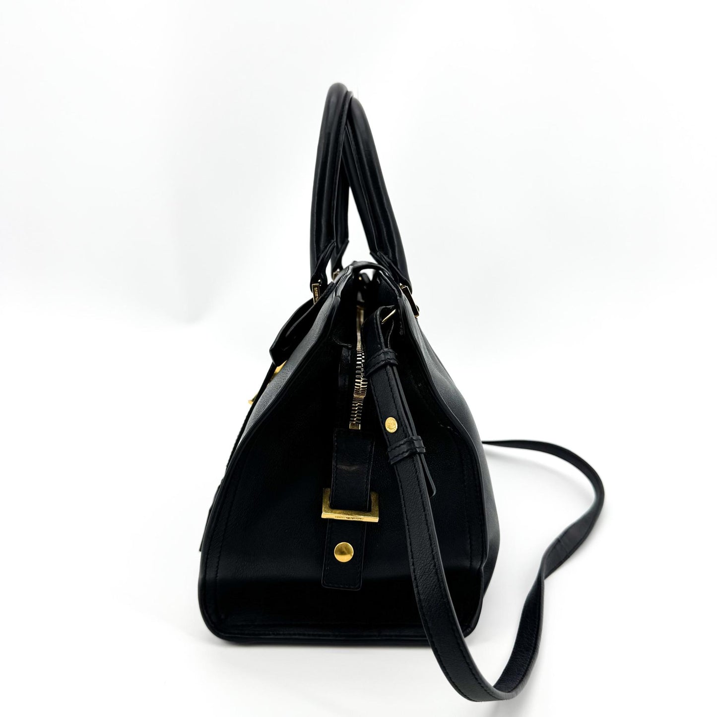 Saint Laurent Monogram Cabas Bag Small Black Gold Hardware