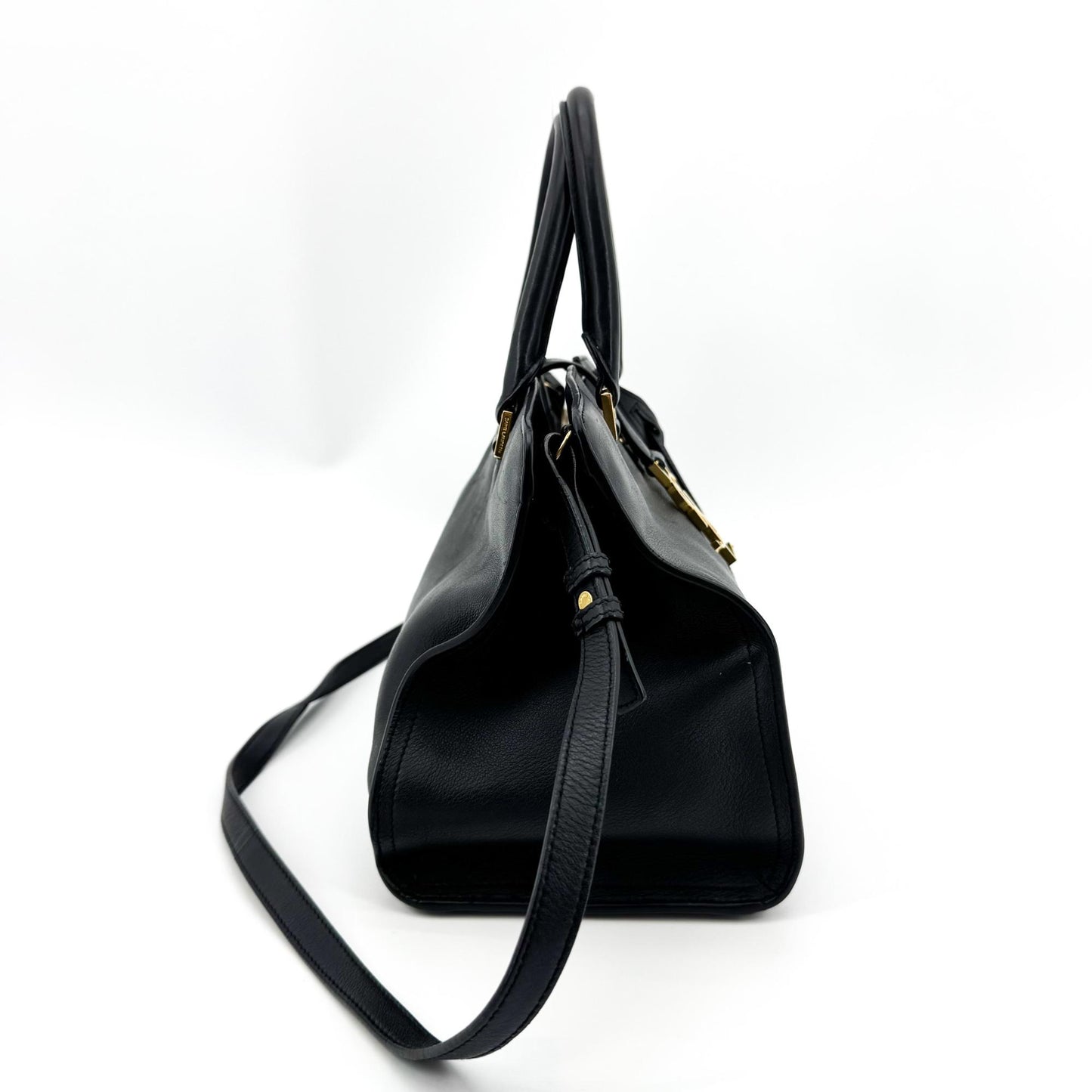 Saint Laurent Monogram Cabas Bag Small Black Gold Hardware
