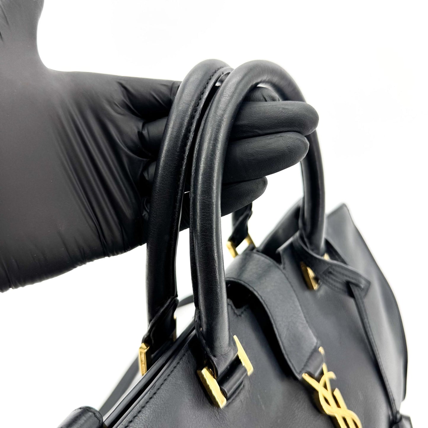 Saint Laurent Monogram Cabas Bag Small Black Gold Hardware