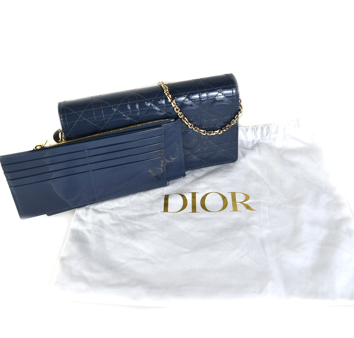 Patent Cannage Lady Chain Pouch Crossbody Bag