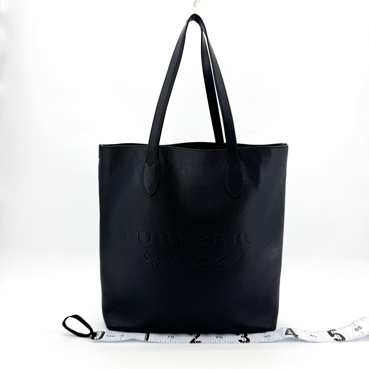 Burberry Embossed Logo Leather Tote Bag Black