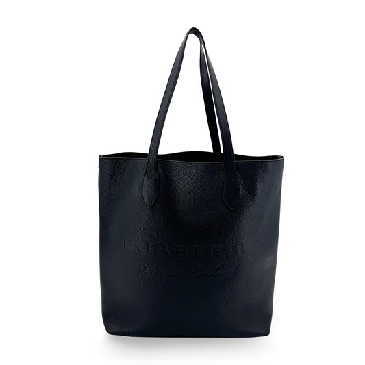 Burberry Embossed Logo Leather Tote Bag Black