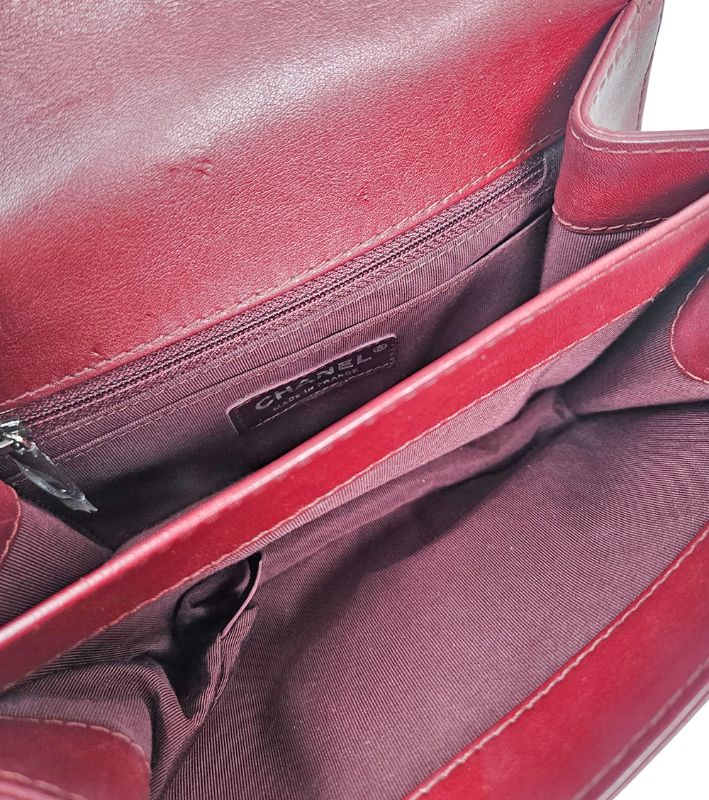 Chanel Burgundy Leather Chain Flap Shoulder Bag