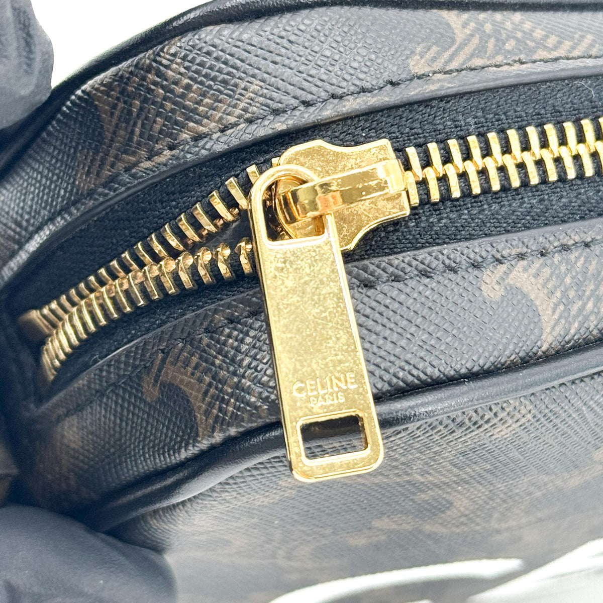 Celine Triomphe Canvas CELINE Print Camera Bag Black