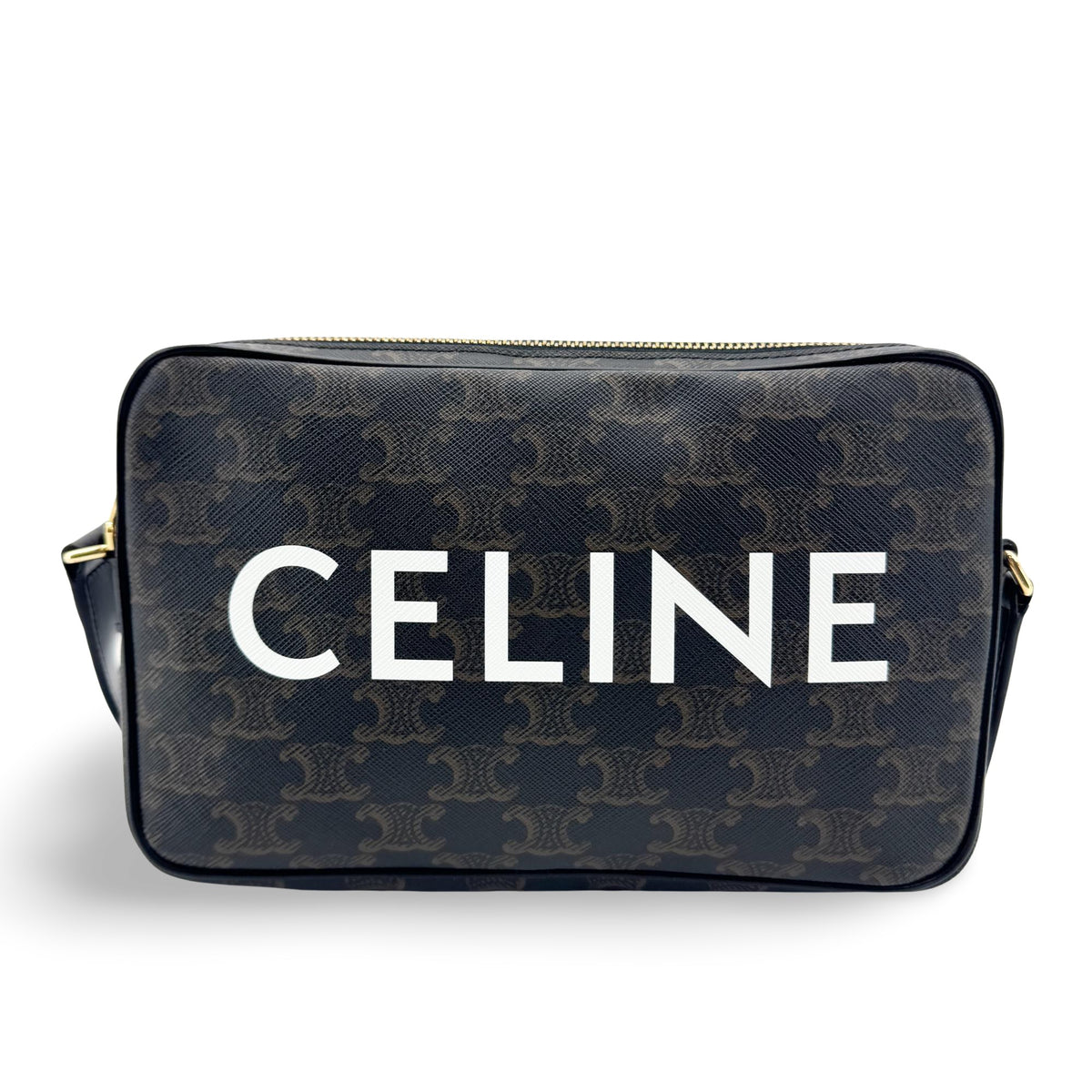 Celine Triomphe Canvas CELINE Print Camera Bag Black