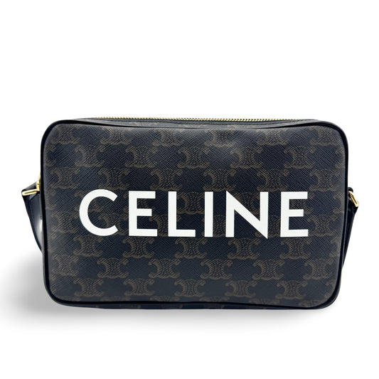 Celine Triomphe Canvas CELINE Print Camera Bag Black