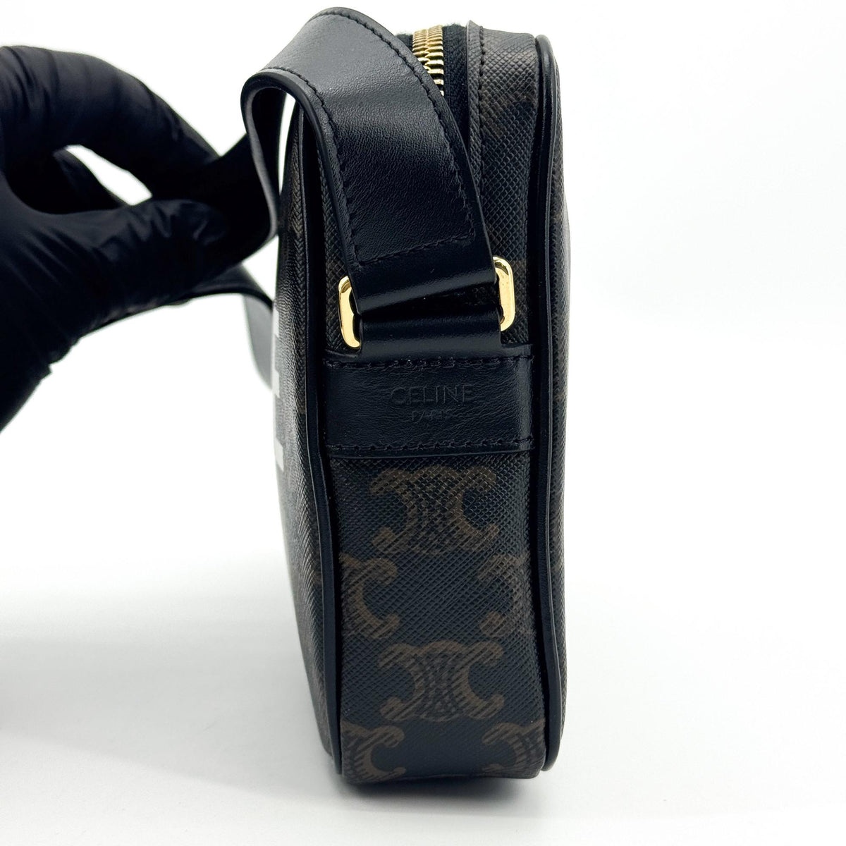 Celine Triomphe Canvas CELINE Print Camera Bag Black