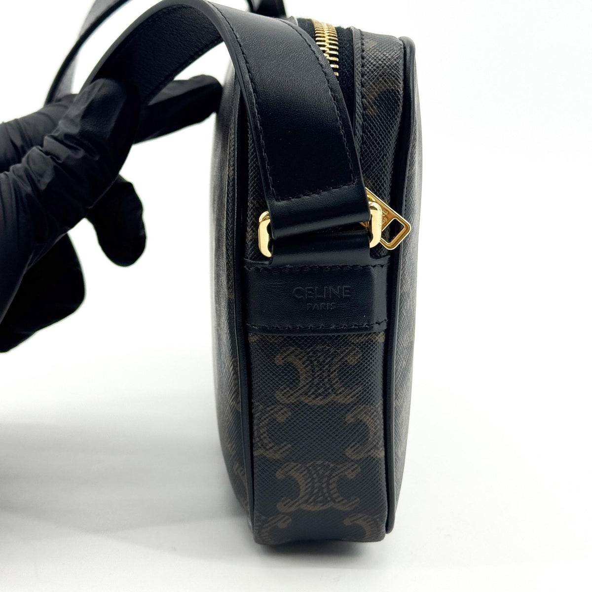 Celine Triomphe Canvas CELINE Print Camera Bag Black