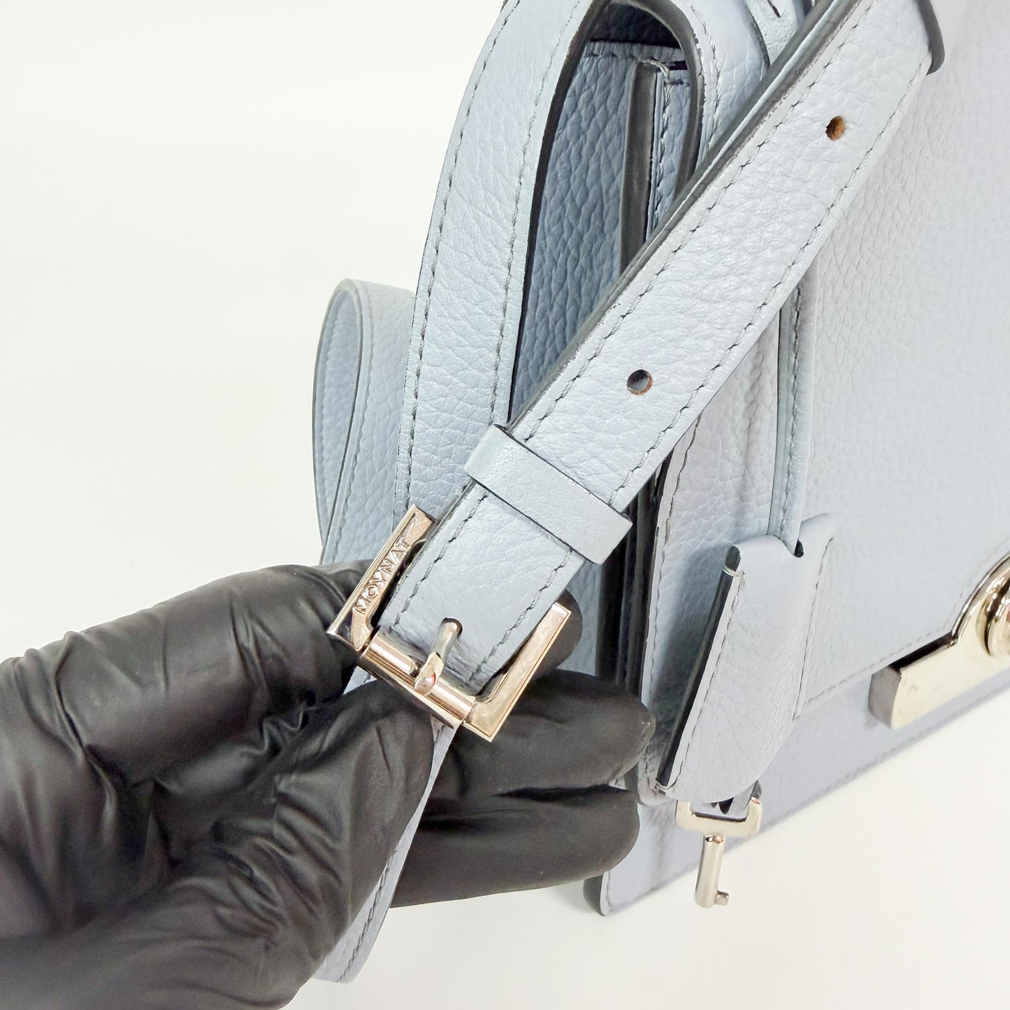Moynat Leather Crossbody Bag Sky Blue