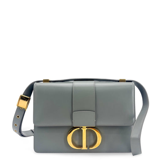 Dior 30 Montaigne Flap Bag Grey Box Calfskin Gold Hardware