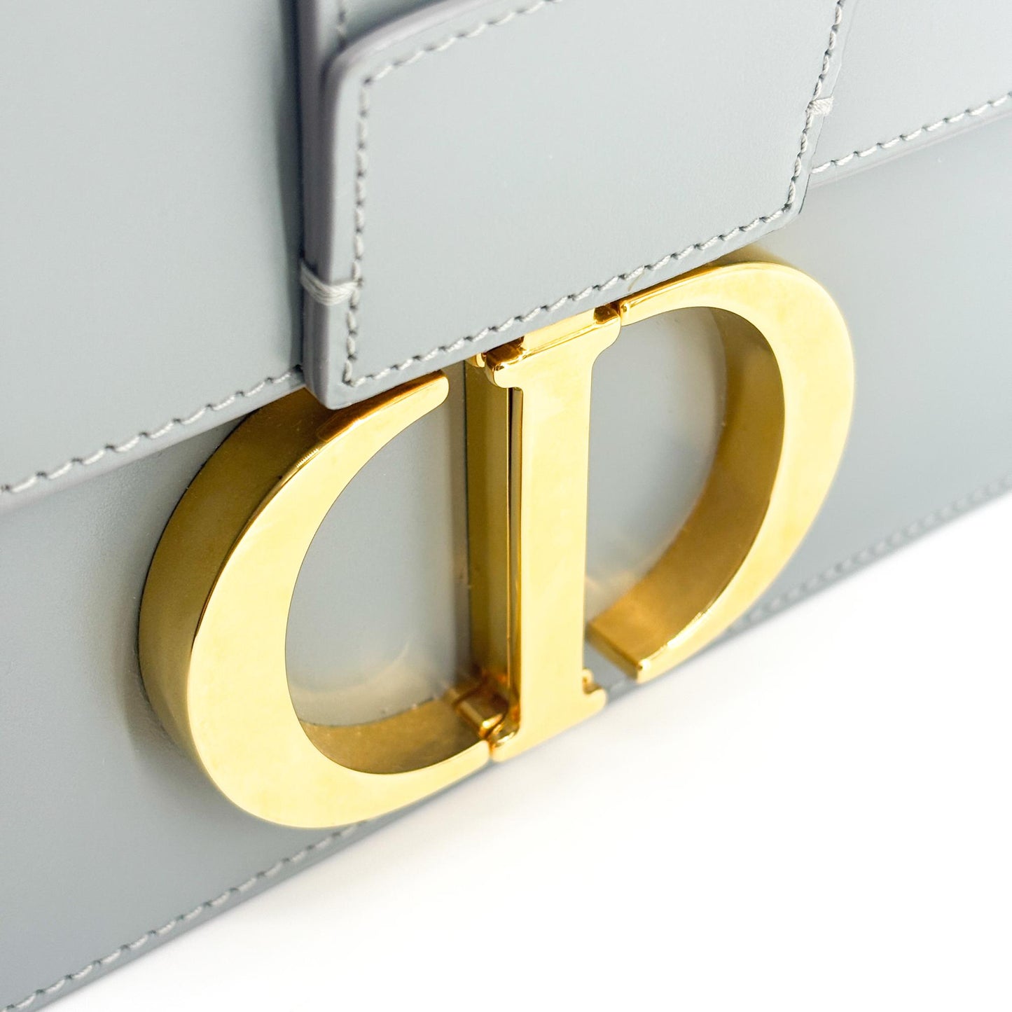Dior 30 Montaigne Flap Bag Grey Box Calfskin Gold Hardware